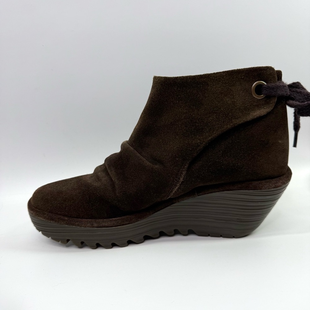 Fly London Yama Suede Wedge Ankle Booties Brown 39/US 8-8.5 - Picture 10 of 14